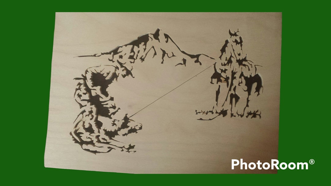 Cowboy Roping Cattle Scroll Saw Art - Etsy