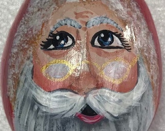 personalized hand painted santa face ornament