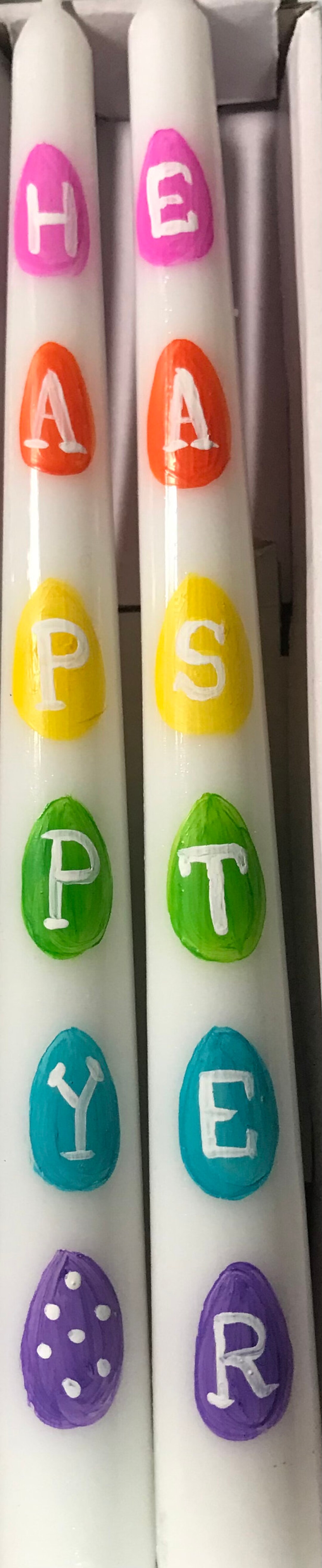 Hand Painted Happy Easter Taper Candles Etsy