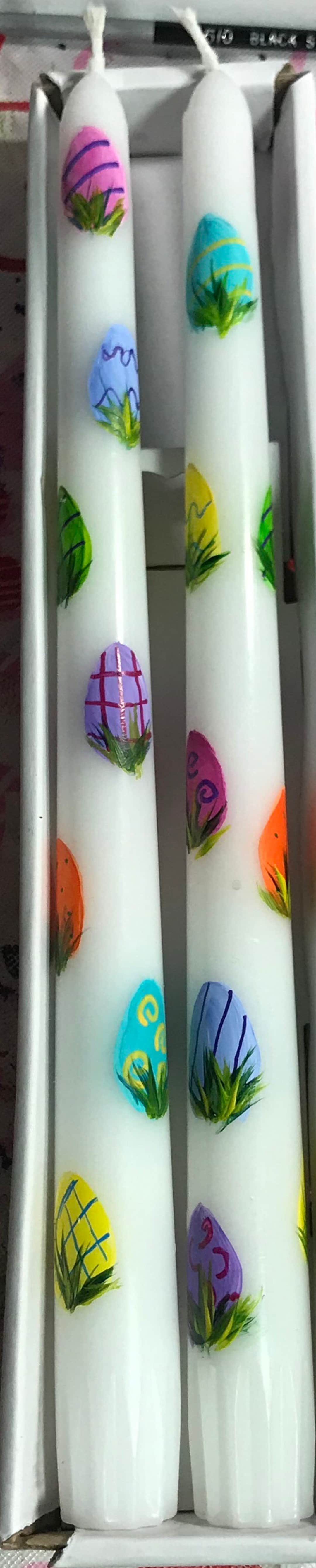 Easter Eggs Painted Taper Candles Etsy