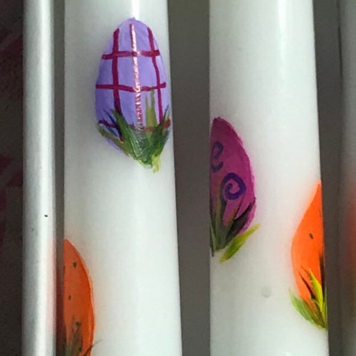 Easter Eggs Painted Taper Candles Etsy