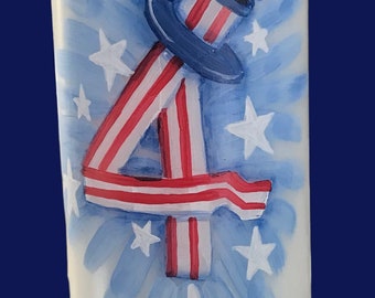 Hand painted 4th July pillar candle