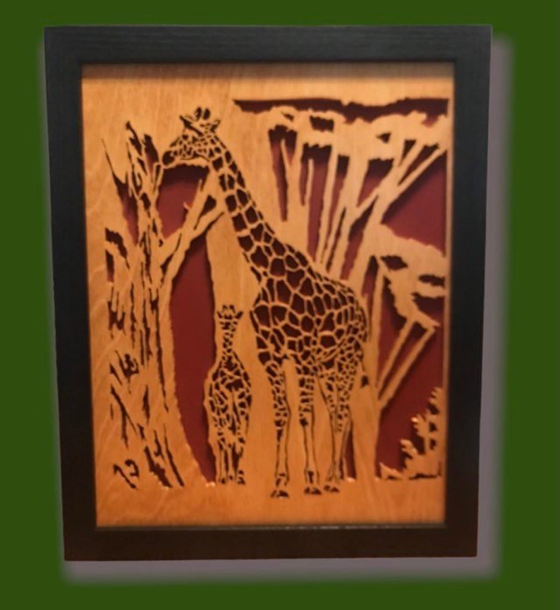 Giraffe Scroll Saw Art Etsy