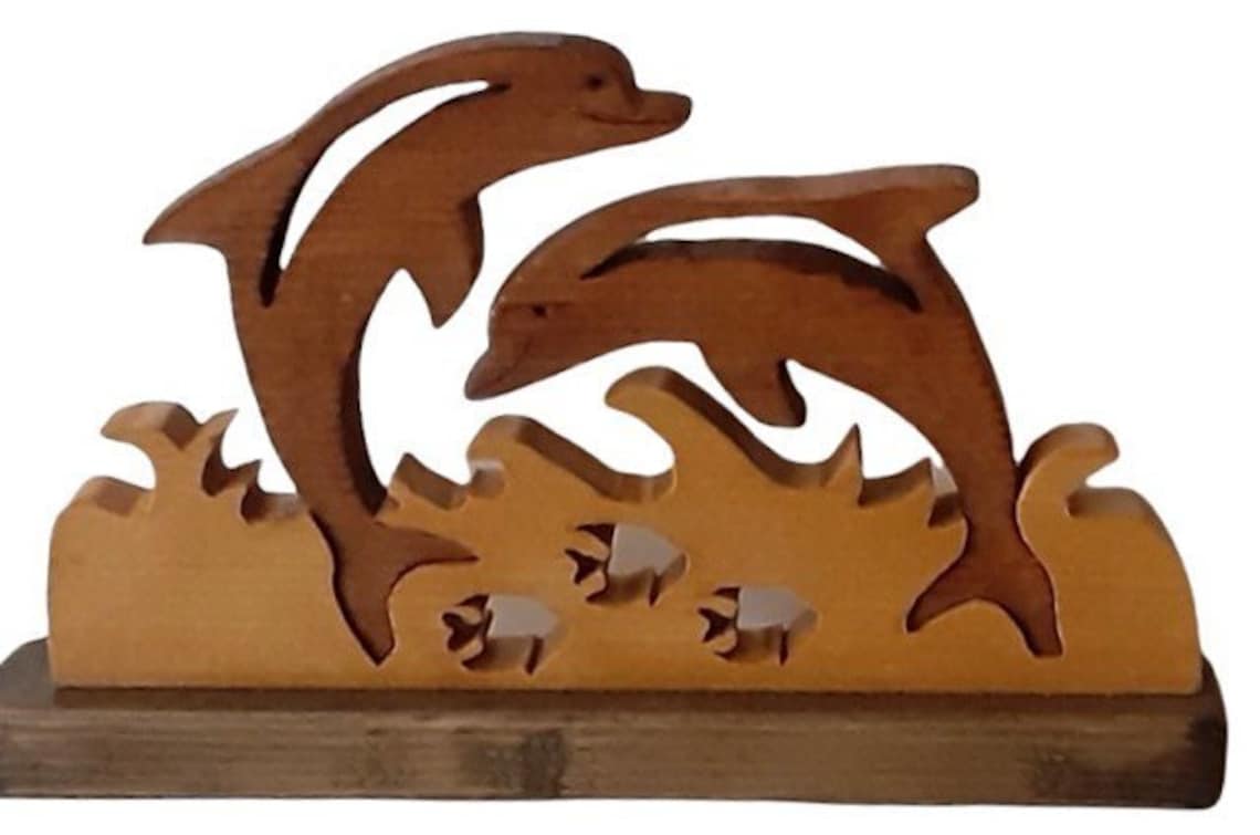 Scroll Saw 2 Jumping Dolphins Connectable Figure Etsy