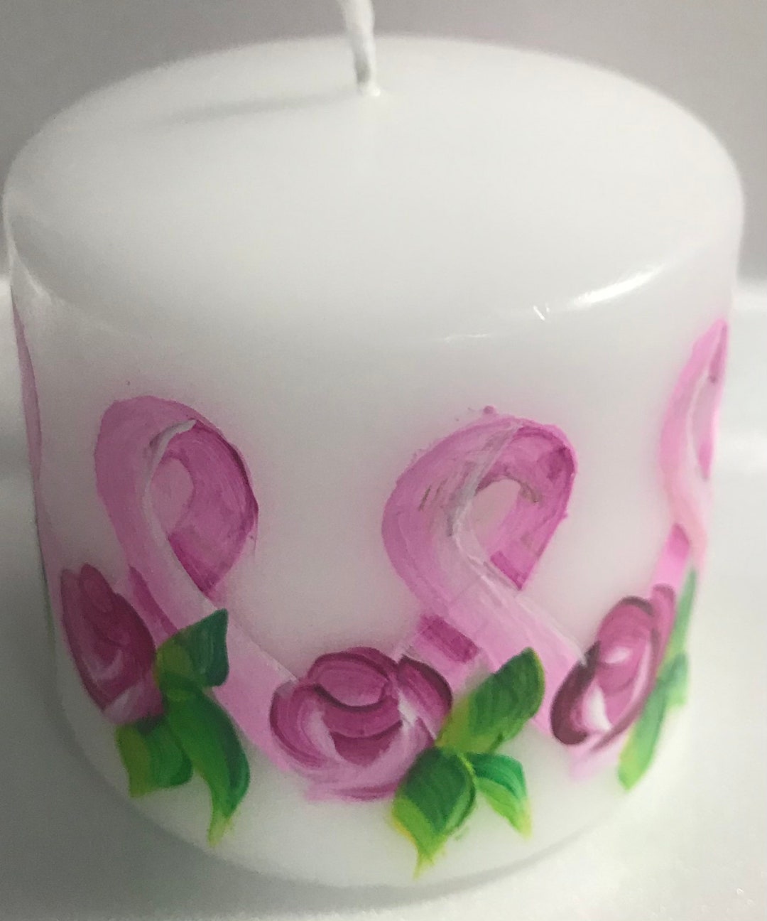 Hand Painted 3 Inch Cancer Ribbon Pillar Candle Etsy