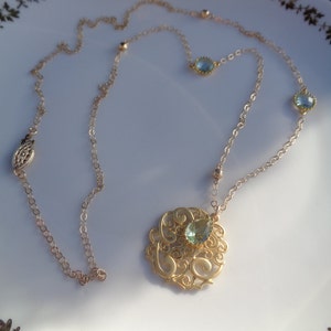 Long Gold Chain 14 K Gold Filled Pendant, LU-0305