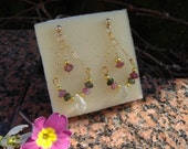 Gemstone earrings, 585 gold filled with tourmaline and green amethyst