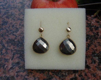 Gold earrings with pyrite, 14K gold filled