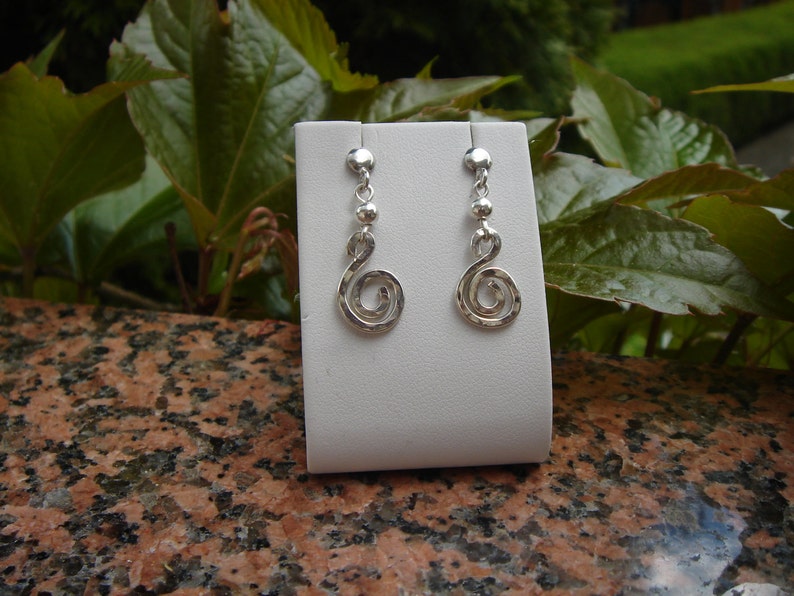 Silver earrings spiral image 2