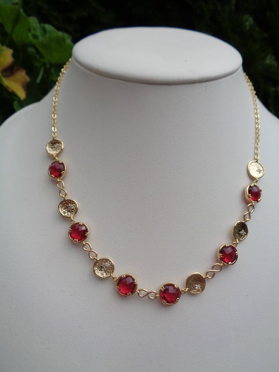 Gold Chain in Ruby Red 585 Gold Filled | Etsy