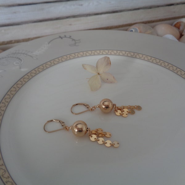 Gold Ohrringe mit Kugel, 14K Gold Filled