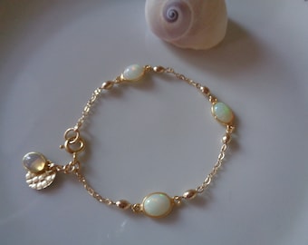 Gold bracelet with opal, 585 gold filled, LU-0007
