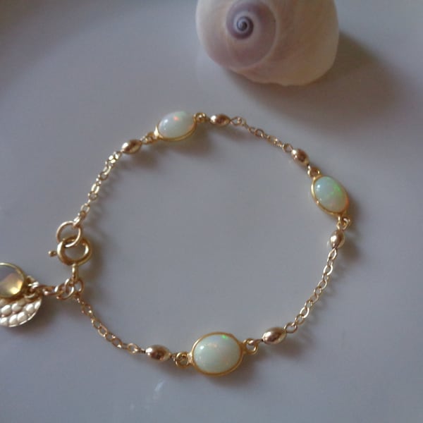 Gold Armband mit Opal, 585 Gold Filled