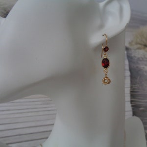 Garnet Earrings, 14K Gold Filled, LU-0130