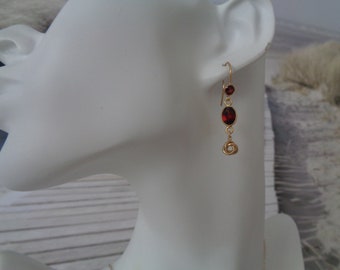 Garnet earrings, 14K Gold Filled