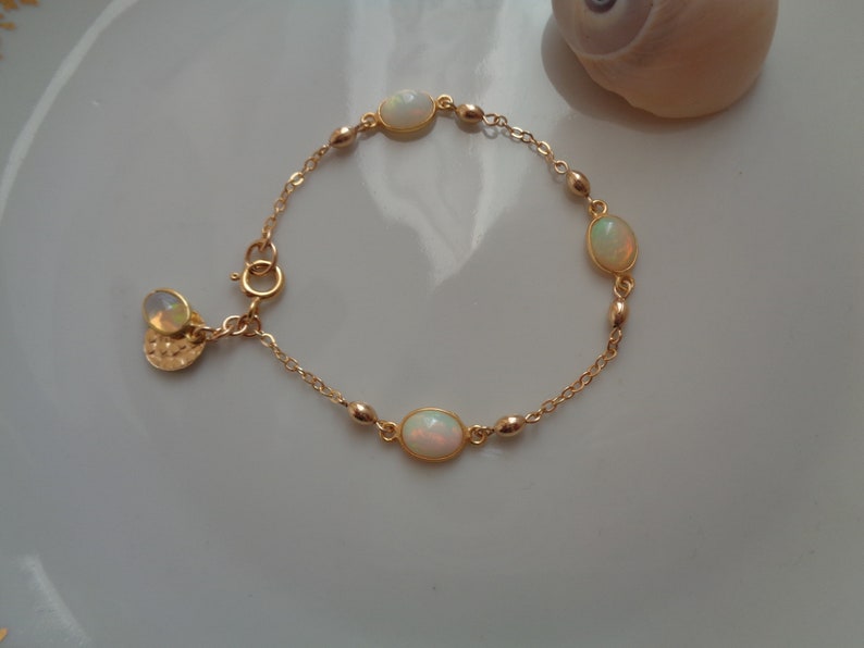 Gold Bracelet With Opal 585 Gold Filled Etsy
