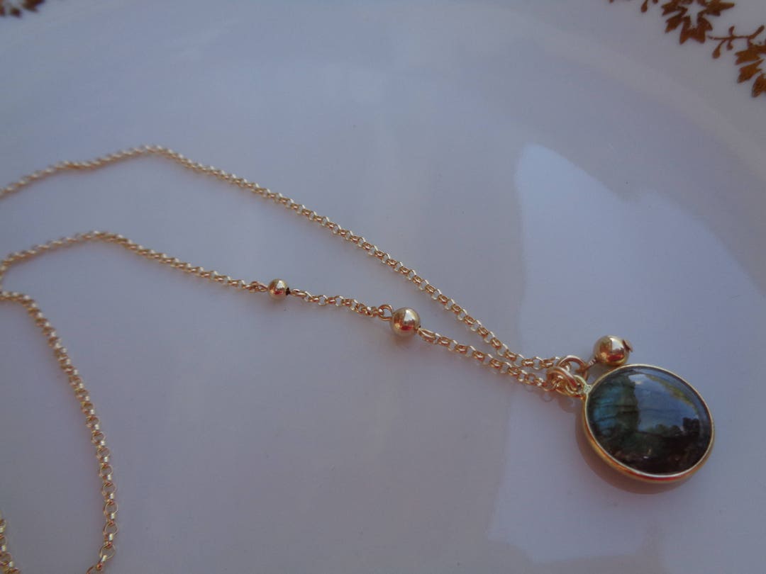 Ciondolo Pendente LuckyShine A Goccia In Labradorite Sfaccettata &ndash; Placcato Oro Giallo, Rame, Colori Multicolor