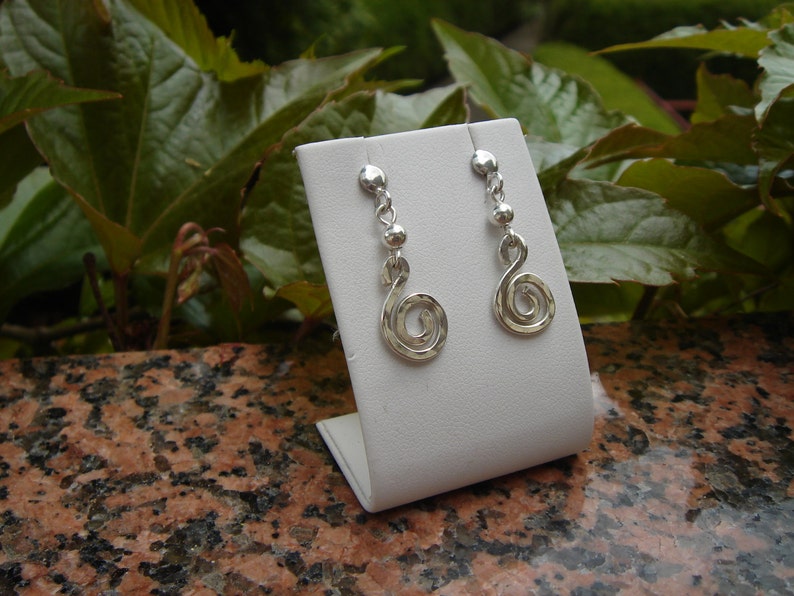 Silver earrings spiral image 3