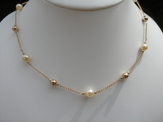 TINGN Collana da donna in oro 14 carati placcato oro 14 carati, collana da donna, collana con perle, ciondolo a forma di iniziale, gioiello da donna, regolabile, Perla