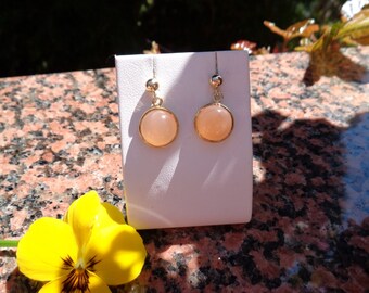 Gold Earrings with Moonstone, 585 gold filled, beautiful!