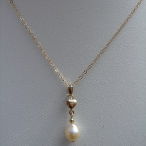 Gold Kette,14K Gold Filled, Perlen Anhänger, LU-0247