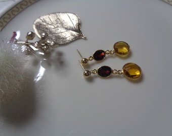 Gold Goldohrringe 14K Gold Filled mit Citrin und Granat