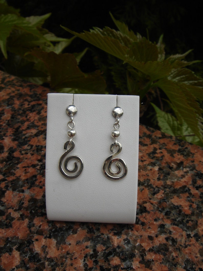 Silver earrings spiral image 5
