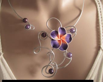 Halskette + Ohrringe "Freude Zucker" Blume lila