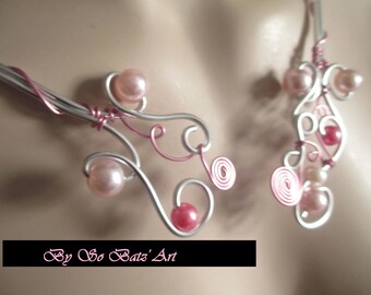 Collier + boucles "L<3VE" perles et aluminium