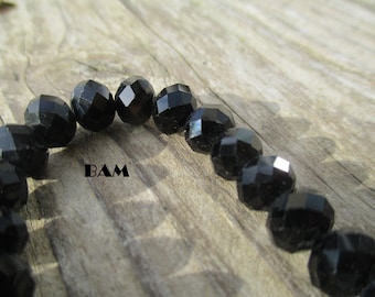 Lot de 10 perles de cristal couleur noire 8mm/6mm