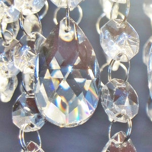 Chandelier Drops Clear Glass 1.5&quot; 2&quot; 3&quot; Crystals Droplets Facet Oval Beads Prism Lamp Light Parts Pendant Christmas Tree Wedding Decoration