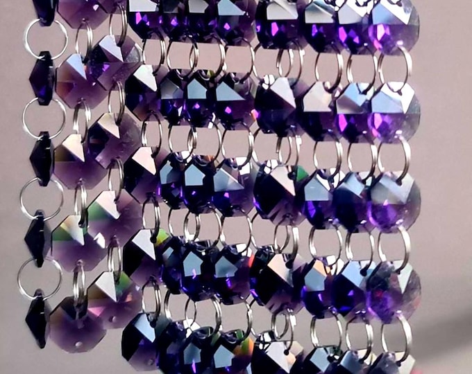 14mm Octagonal Purple Chandelier Light Lamp Parts Drops Glass Crystals Droplets Beading Beads Christmas Tree Wedding Decorations Garlands