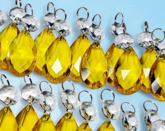 Chandelier Glass Crystals Orange Droplets Oval Beads Prisms Vintage Christmas Tree Wedding Decorations Light Lamp Parts Topaz Sun Catchers