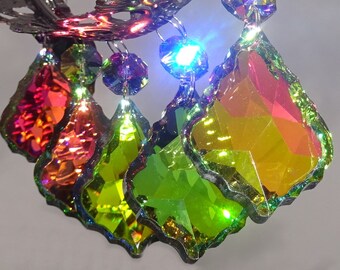 KITSCH COLOURS CHANDELIER GLASS CRYSTALS CRAFTS PARTS 25 DROPS BEADS DROPLETS BN