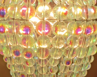 Crystal Chandelier Inspired Aurora Borealis AB Glass Lightbulb GLS Bulb Cover Sleeve Pendant Lamp Better than Lamp Shade Light Drops Beads