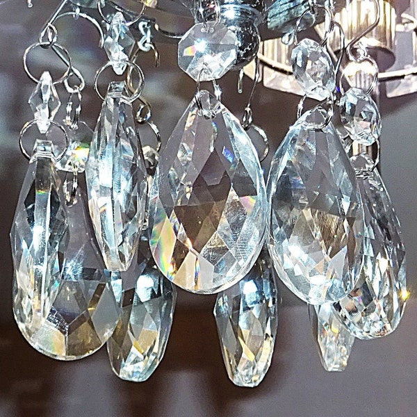 Chandelier Drops 2" 50mm Oval Almond Clear Glass Crystals Droplets Light Parts Retro Beads Christmas Tree Wedding Decorations Antique Crafts