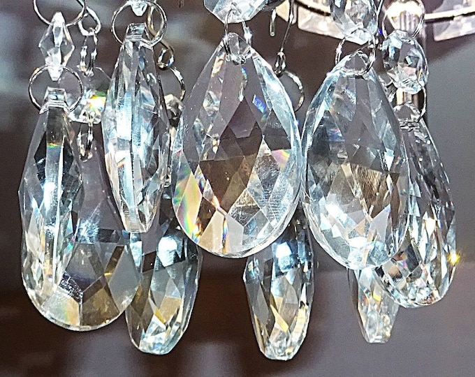 Chandelier Drops 2" 50mm Oval Almond Clear Glass Crystals Droplets Light Parts Retro Beads Christmas Tree Wedding Decorations Antique Crafts