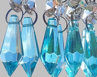 Aqua Teal Turquoise Torpedo Chandelier Drops Glass Crystals Retro Droplets Christmas Tree Wedding Wishing Decoration Beads Light Lamp Parts