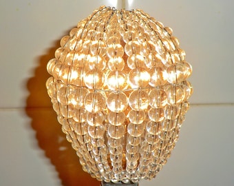 Crystal Chandelier Inspired Glass Bead Lightbulb GLS Bulb Cover Sleeve Pendant Lamp Better than Lamp Shade Light Clear Drops Beads Kitsch