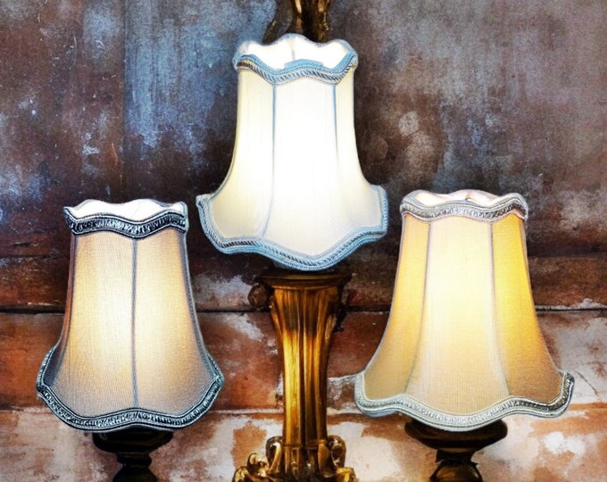 Vintage Retro 6' Di Scallop Candle Sized Lampshade for Chandelier Light Fixture Fitting or Wall Light Clip on Lightbulb Bulb Circa 2000 Era