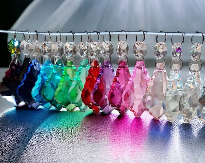 Chandelier Drops Glass Crystals Droplets Leaf Beads Vintage Look Christmas Tree Wedding Decoration Prisms Retro Chic Party Decor Droppers