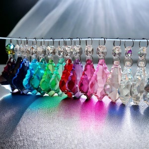 Chandelier Drops Glass Crystals Droplets Leaf Beads Vintage Look Christmas Tree Wedding Decoration Prisms Retro Party Decor Pride Rainbow