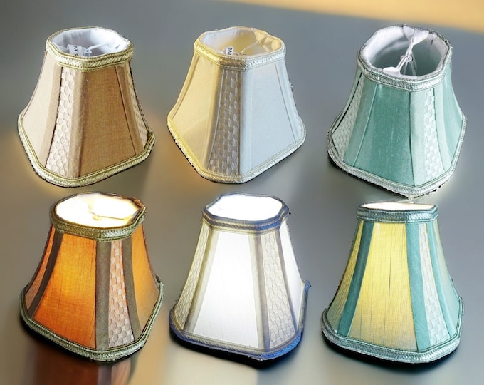 6' Diameter Candle Sized Lampshade for Chandelier Pendant Lamp Wall Light Clip on Lightbulb Bulb Shabby Square Retro Pre 2000 Stock As New