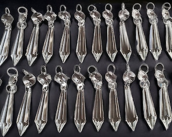 Chandelier Torpedo Icicle 50mm 2" Glass Crystals Sun Catcher Beads Christmas Tree Vintage Retro Wedding Decoration Light Crafts Lamp Parts