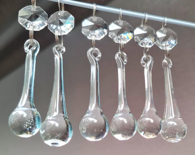 53mm 2" Orb Chandelier Drops Cut Glass Crystals Droplets Beads Vintage Christmas Wishing Tree Wedding Decoration Feng Shui Light Craft Parts