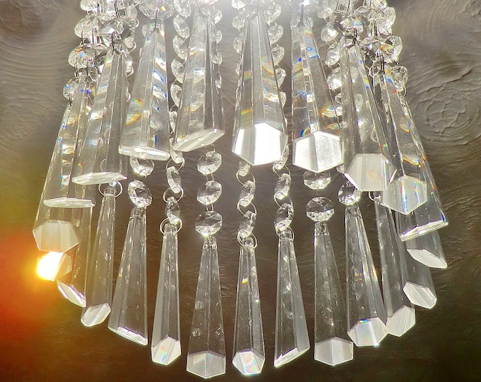 Chandelier Vintage Drops Glass 3" Icicles Prisms Crystals Droplets Beads Retro Christmas Tree Wedding Decorations Light Lamp Crafts Parts