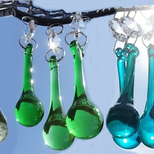 Choice of 3 Green Colours 2" Orb Chandelier Drops Glass Crystals Droplets Beads Vintage Christmas Tree Wedding Decorations Crafts Prisms