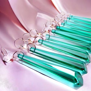 3" Aqua Marine Chandelier Drops Glass Crystals Droplets Icicle Beads Christmas Tree Vintage Wedding Decoration Crafts Lamp Spare Light Parts image 4