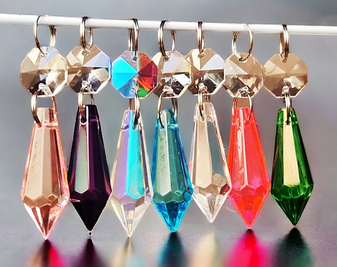 Choice of Colours Chandelier Drops Glass Crystals Droplets Beads Vintage Antique Look Christmas Tree Wedding Decorations Mini Icicle Torpedo