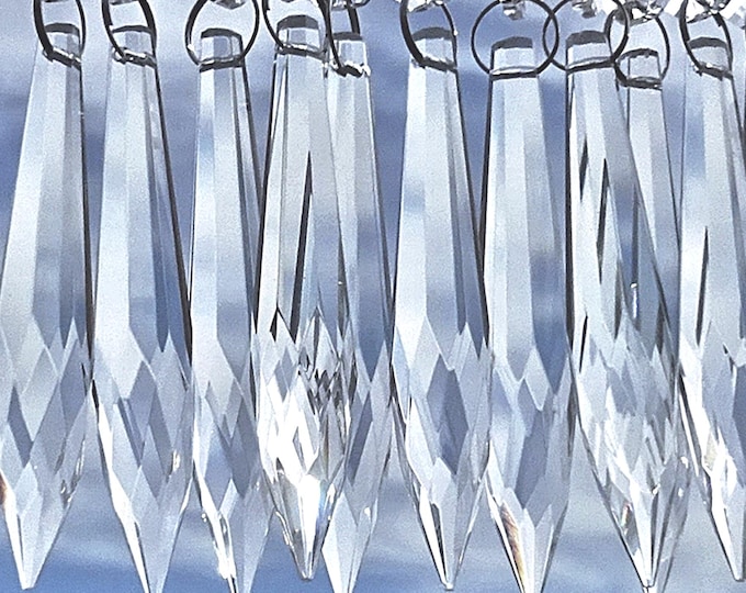 76mm 3" Chandelier Vintage Drops Glass Pointed Icicles Prisms Crystals Droplets Beads Christmas Tree Wedding Decorations Light Crafts Parts